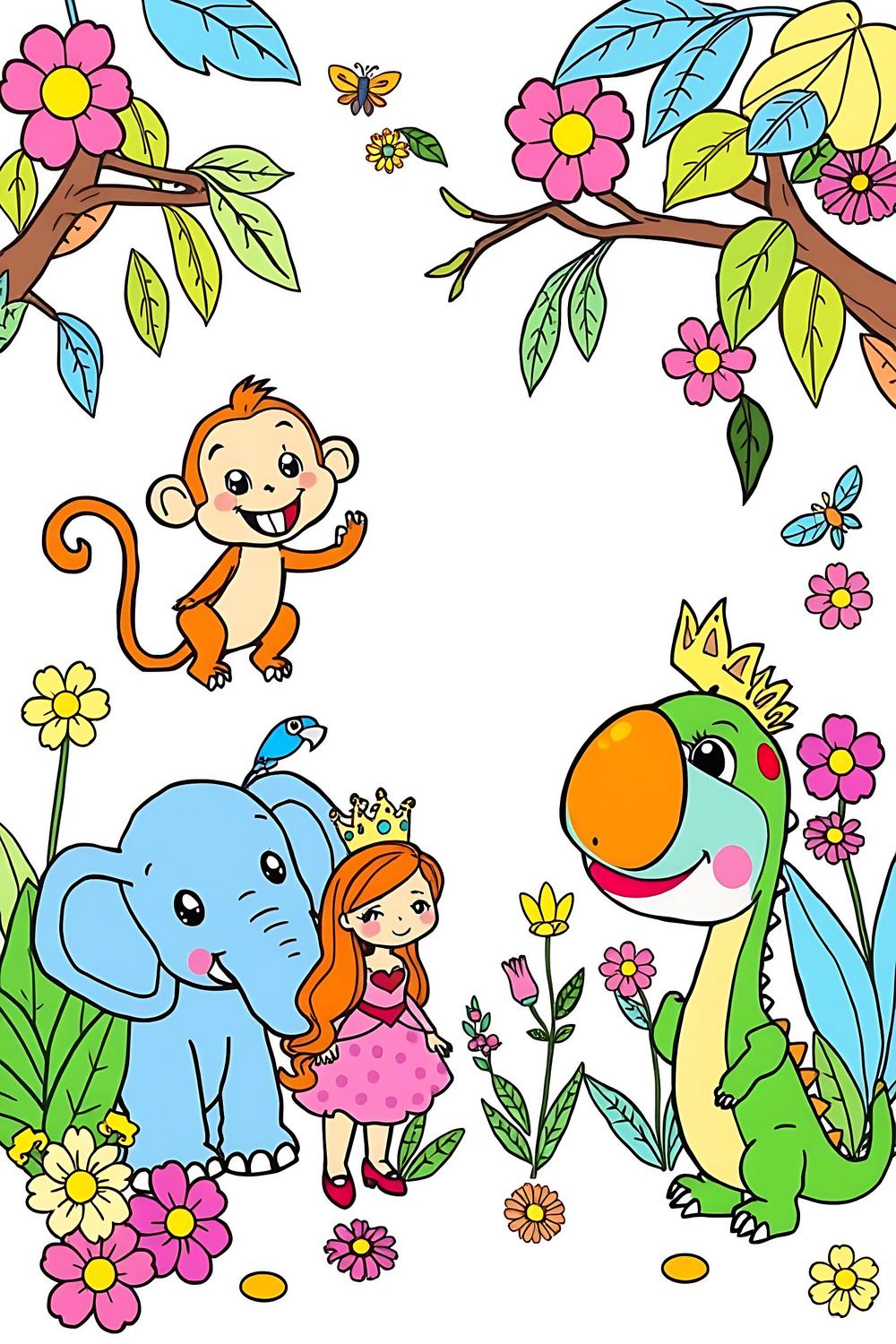 Colorful and engaging coloring pages for kids featuring animals and transportation.