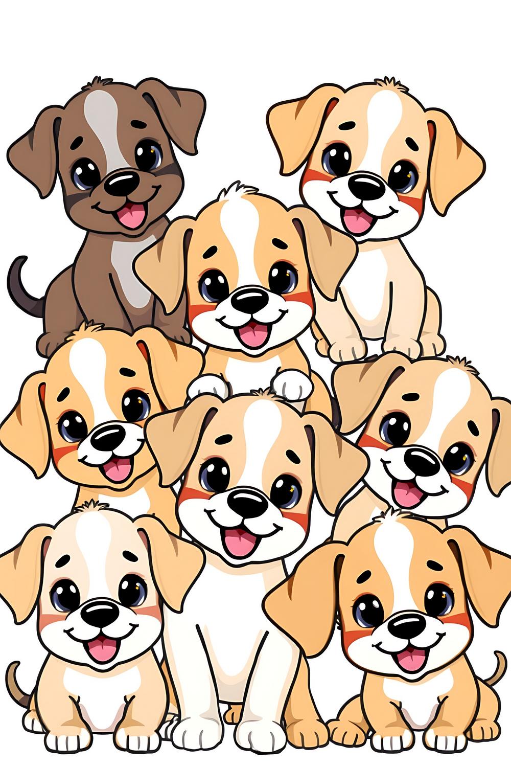 Adorable puppy dog coloring pages for kids and adults, featuring cheerful designs.