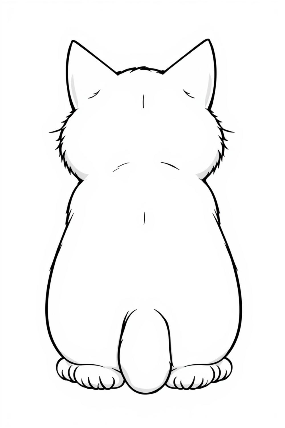 Coloring page of cute cat butts, perfect for kids' coloring activities.