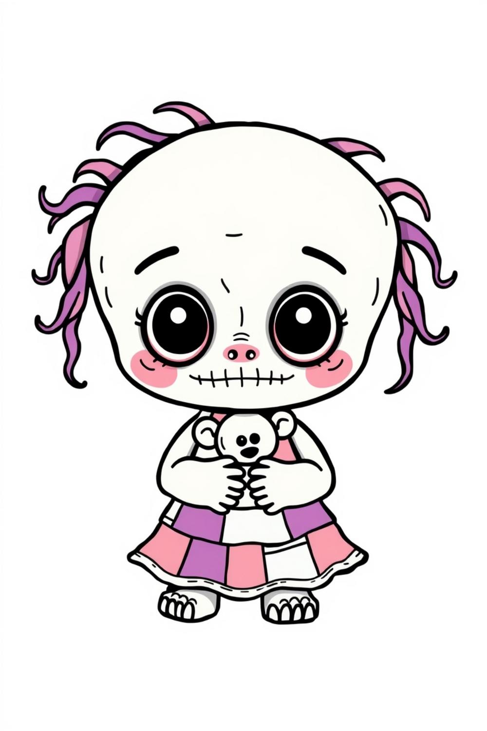 Creepy Doll Coloring Page for Kids - Fun and Creative