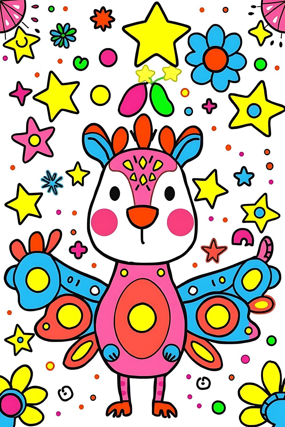 Colorful Bold Easy Kids Coloring Pages showcasing fun patterns and whimsical shapes.