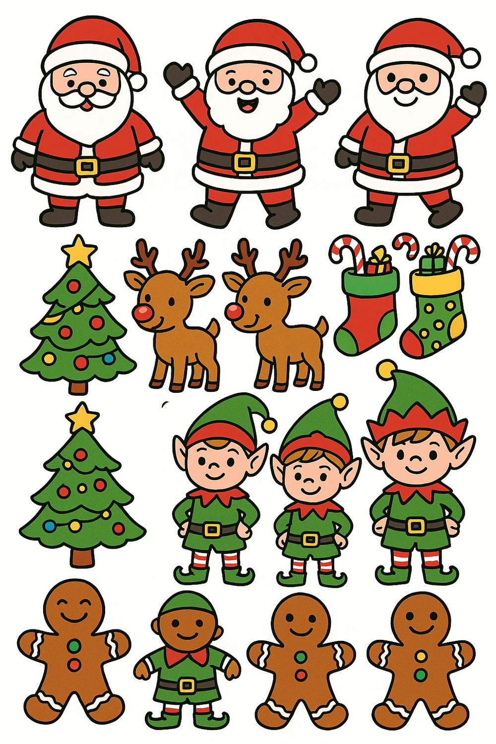 Colorful Christmas Coloring Page Bundle for kids featuring fun characters.