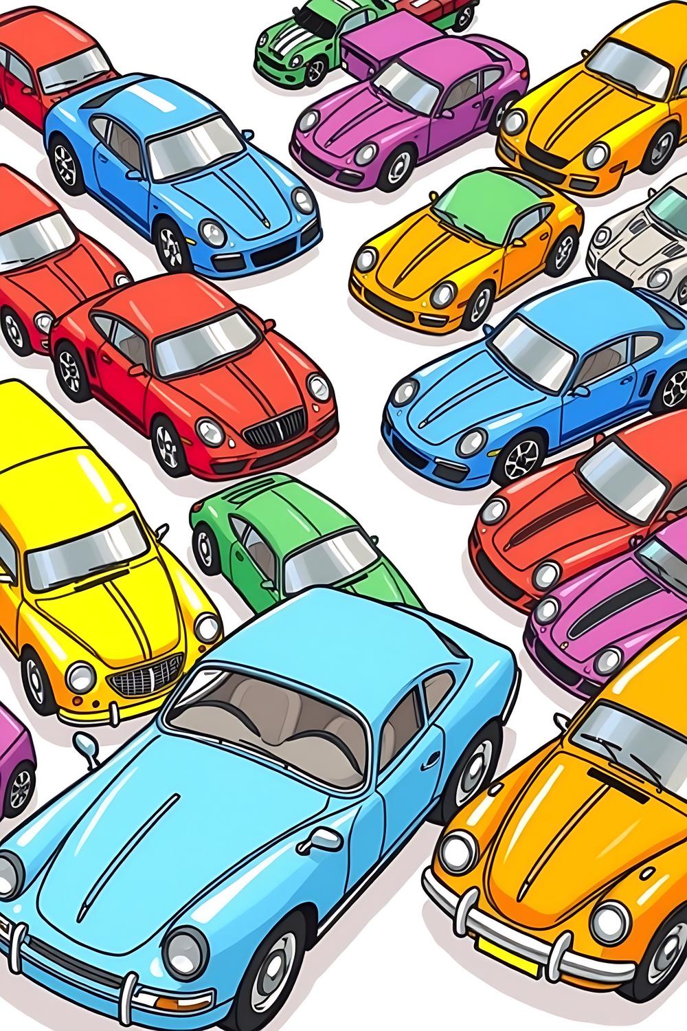 Colorful car coloring pages for kids and adults