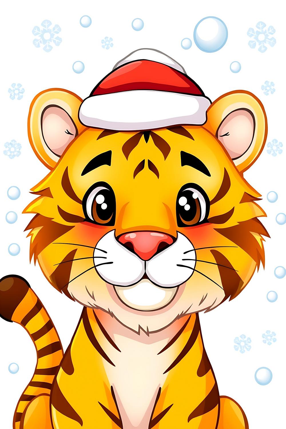 Colorful Christmas Tiger with Snowflakes, perfect for kids coloring fun