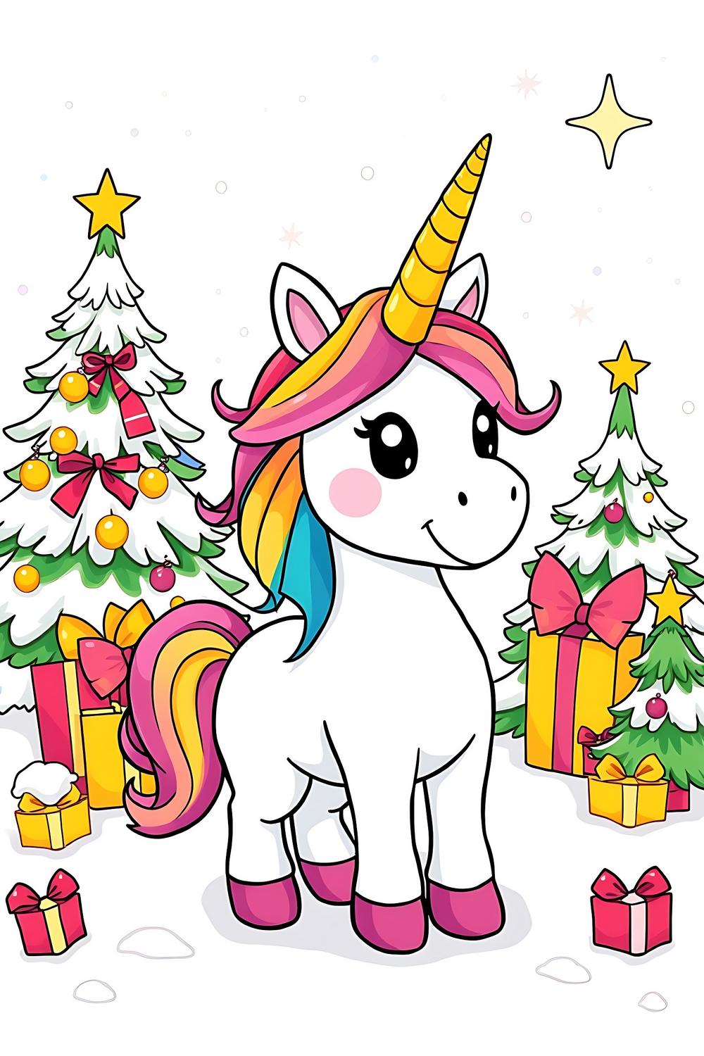 Colorful Christmas Unicorn Coloring Book for Kids