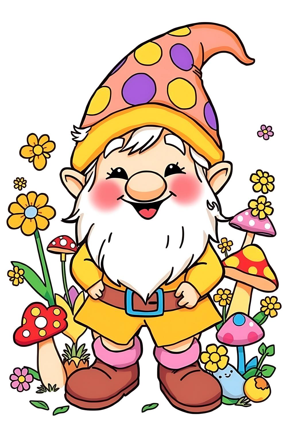Colorful cute dwarf coloring page for kids