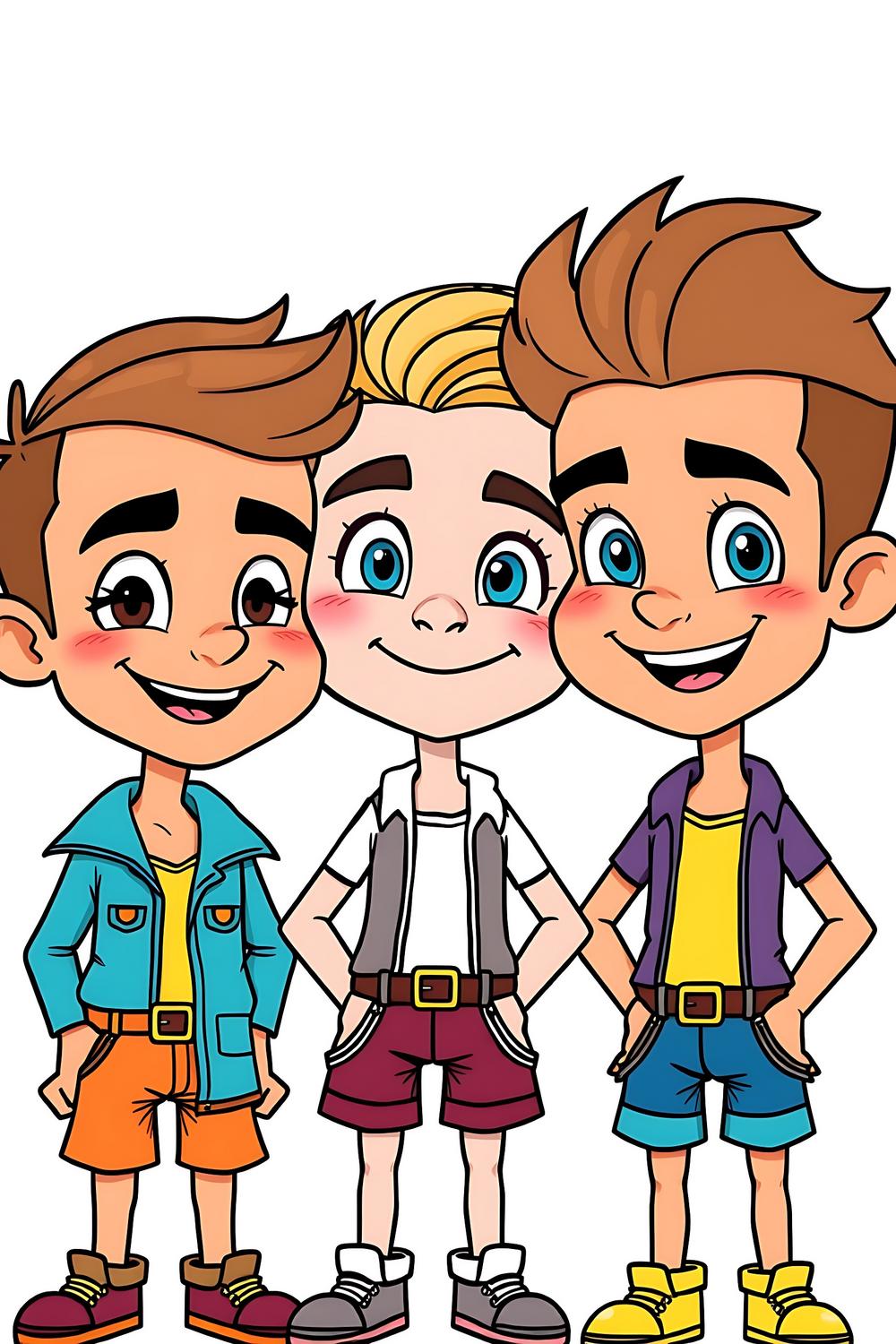Handsome macho boys coloring pages for kids with vibrant cartoon designs