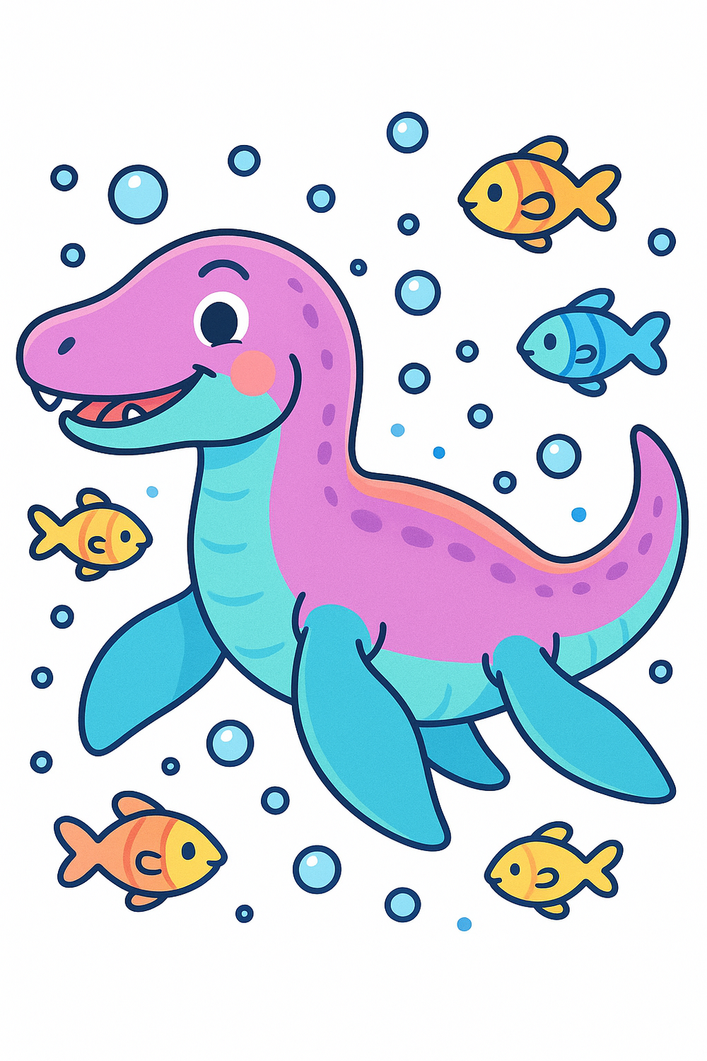 Coloring book cover featuring a cute Liopleurodon dinosaur for kids