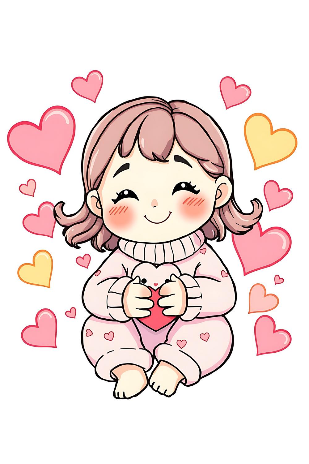Cozy girl love coloring pages featuring joyful characters surrounded by hearts.