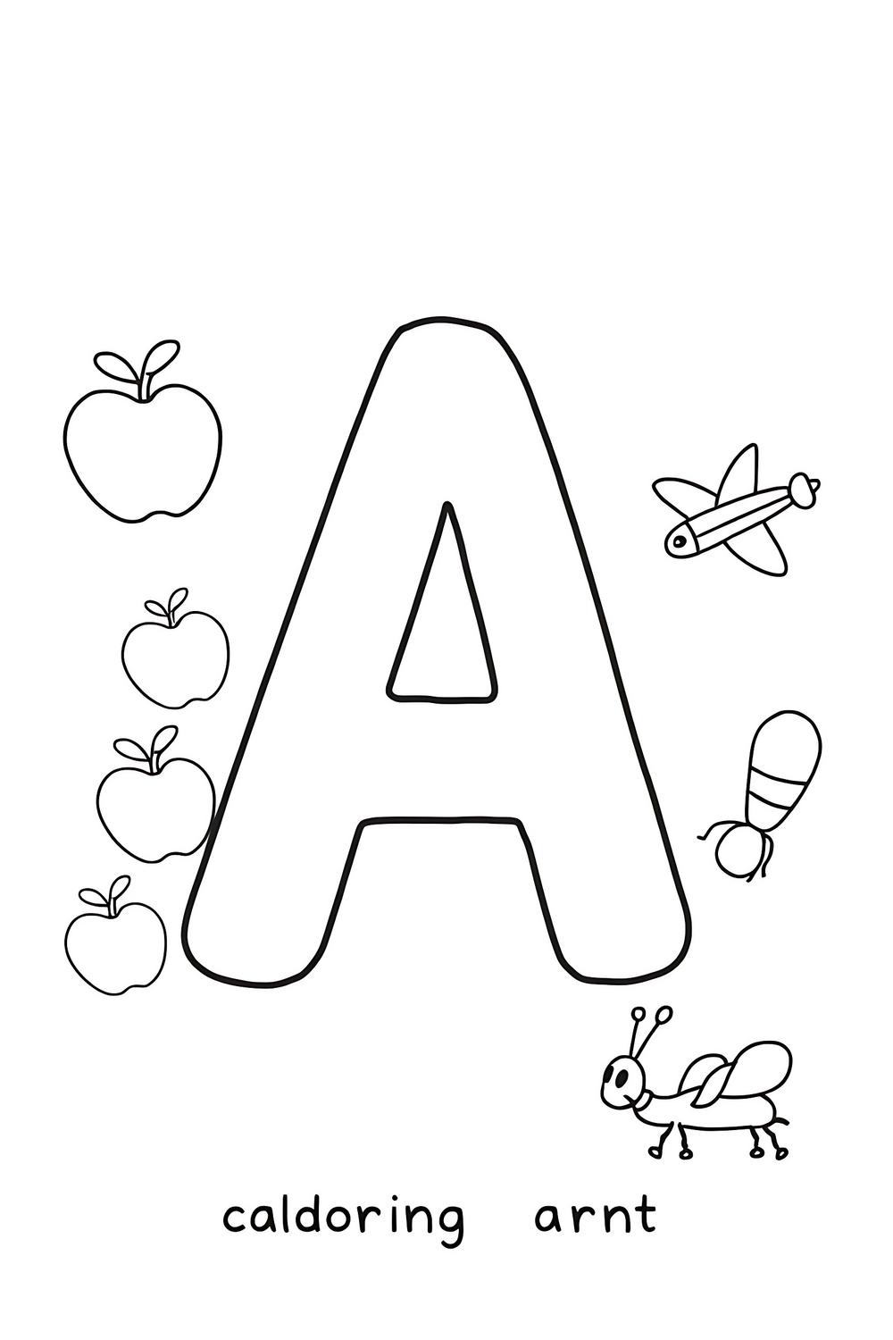 Bright and colorful ABC Alphabet Coloring Page for kids with illustrations