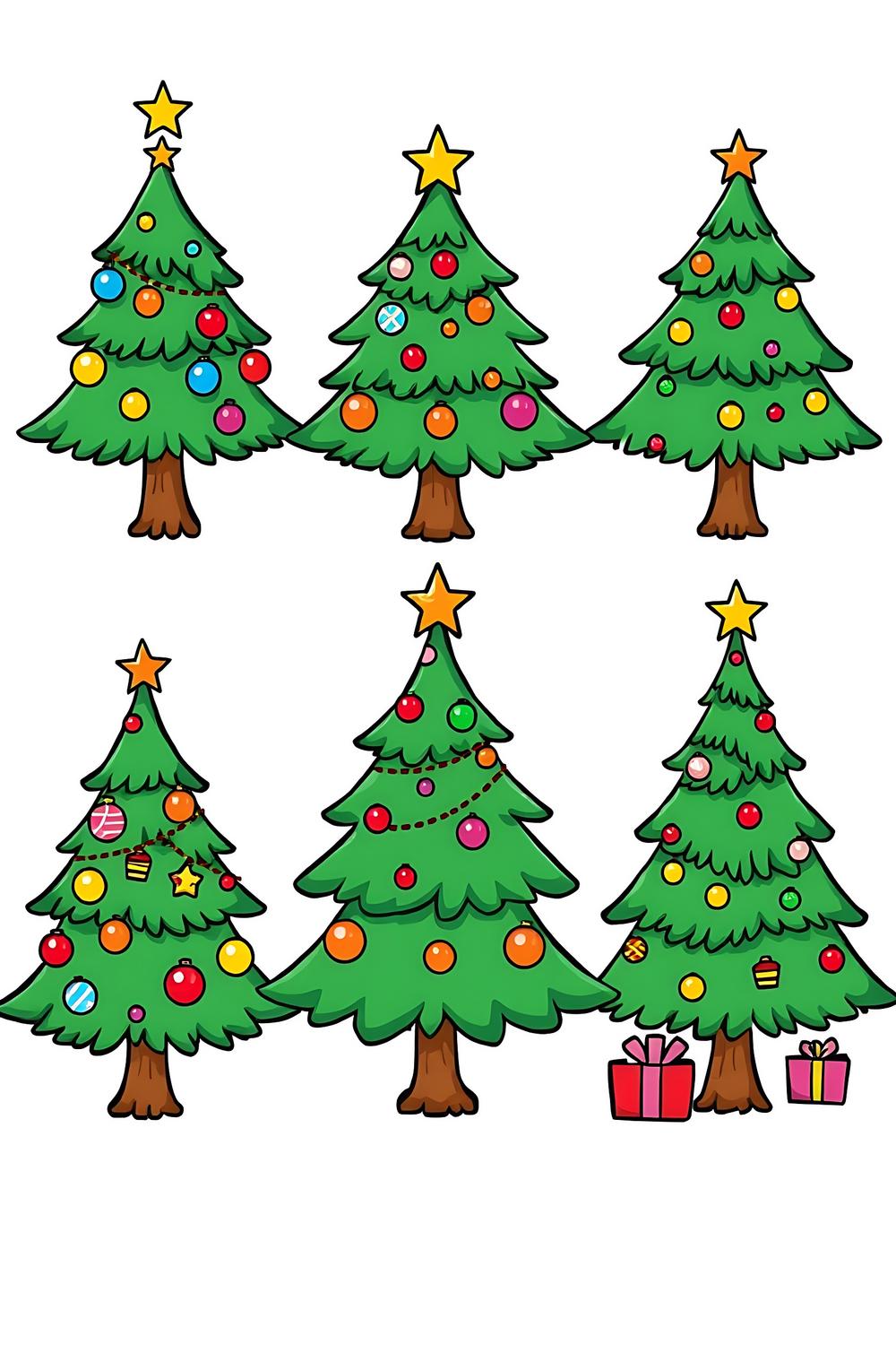 Adorable Christmas Tree Doodle Set for holiday crafts featuring cute elements.