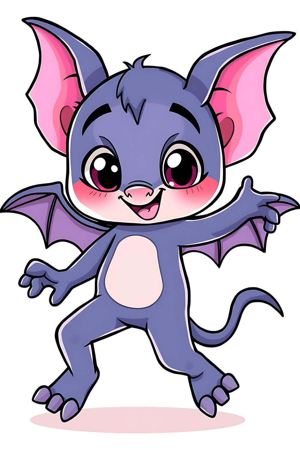A cute dancing bat boy illustration for kids coloring page