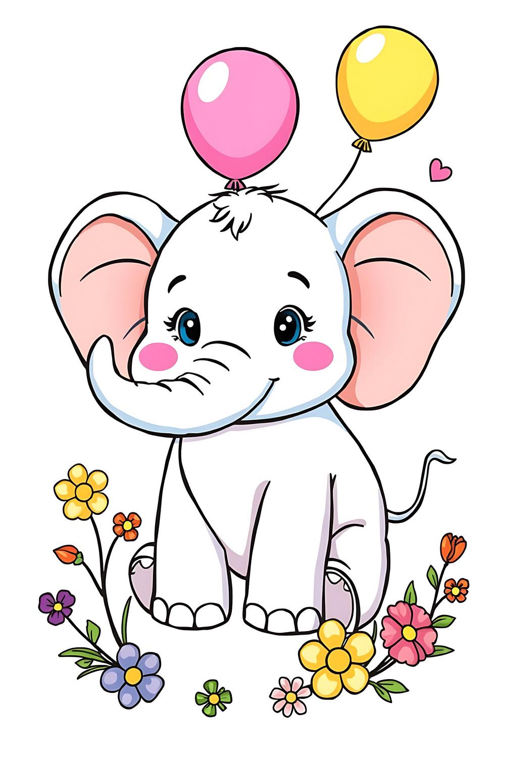 Cute elephant coloring page for kids, perfect for creativity and fun.