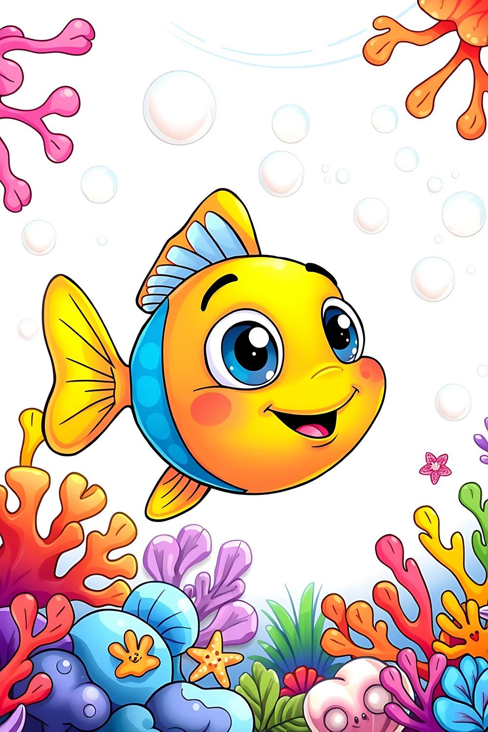 Cute fish coloring page for kids, featuring vibrant and fun designs