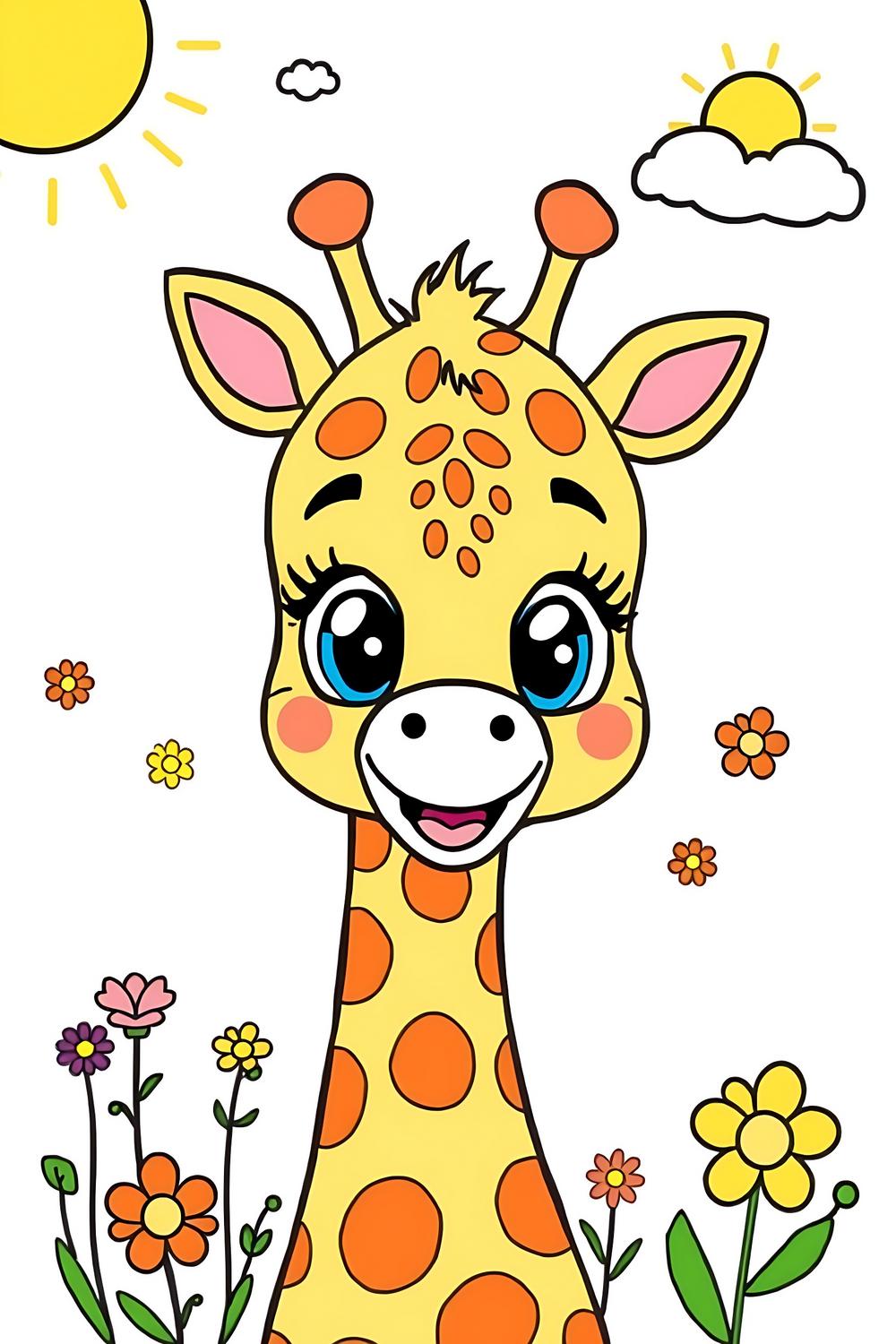 Cute giraffe coloring page for kids with playful design.