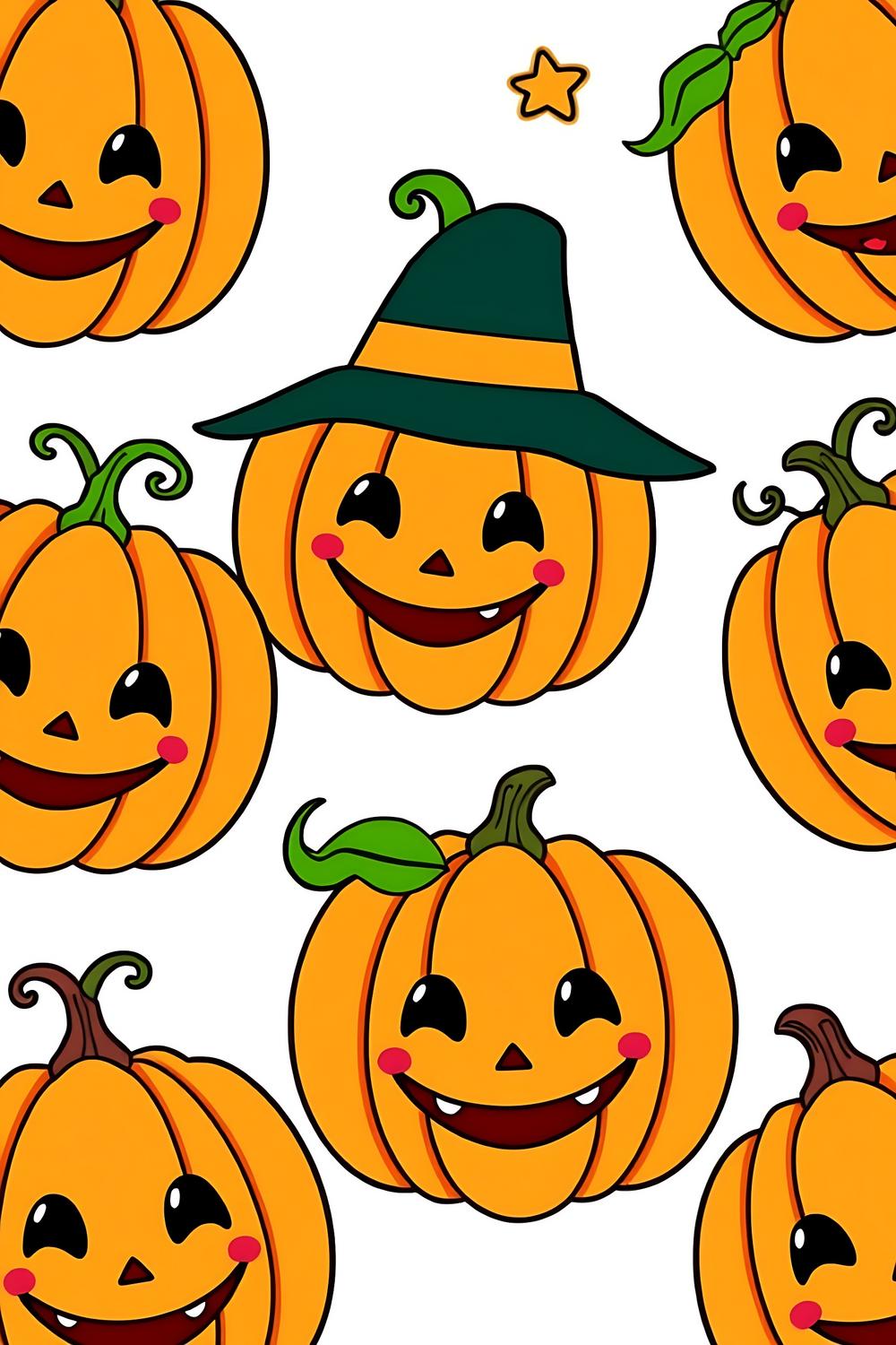 Cute Halloween pumpkin coloring pages for kids
