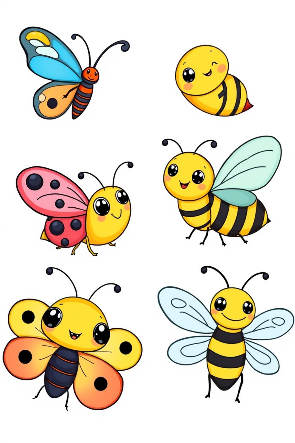 Cute insect coloring pages featuring friendly designs for children