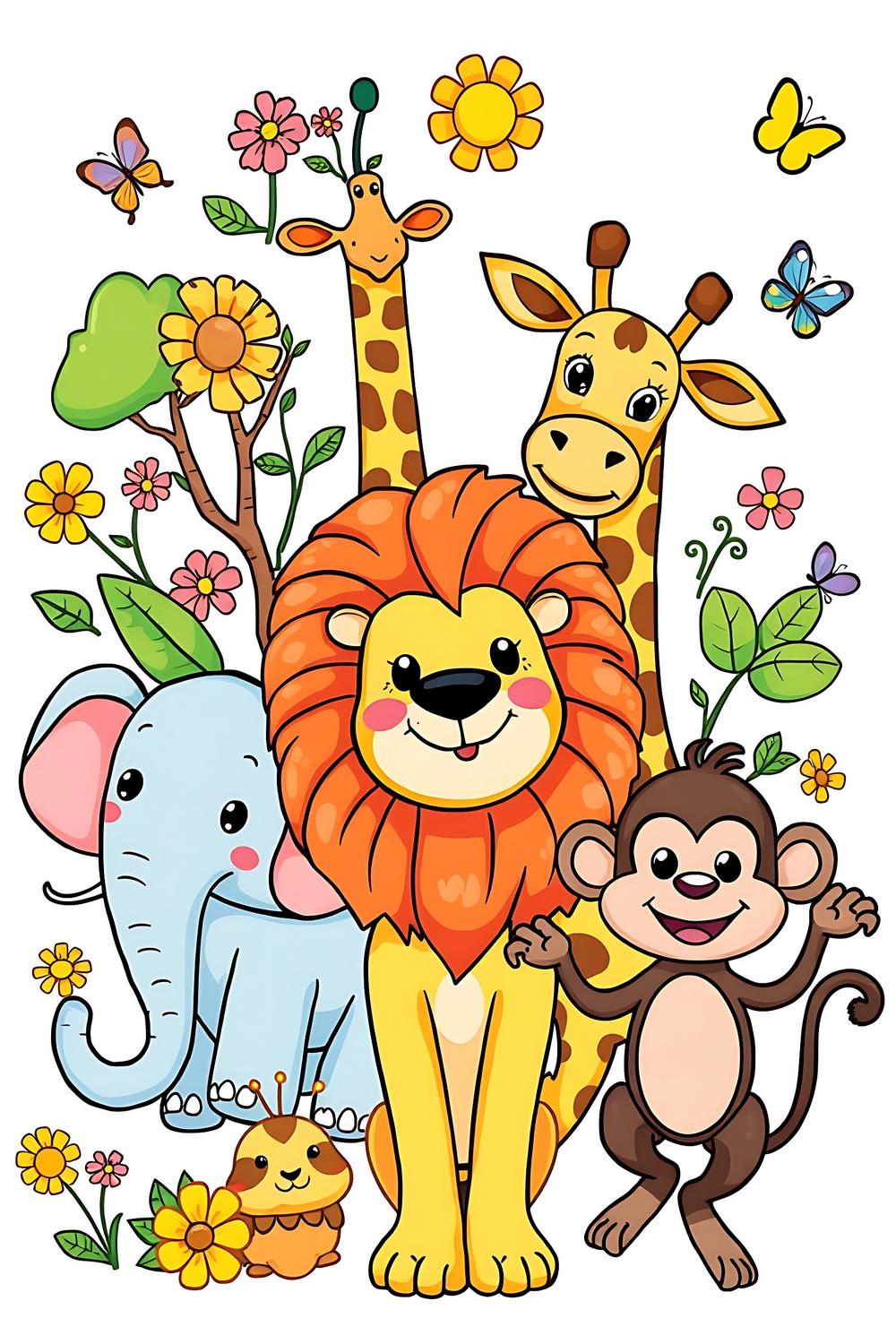 Coloring Book for Children featuring cute wild animals