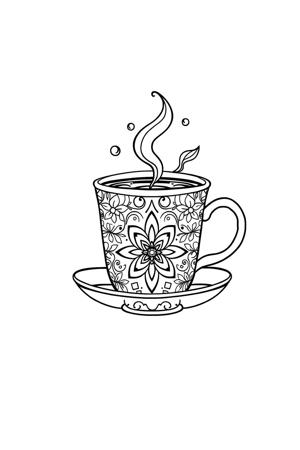 Printable Doodle Hot Drink Coloring Book featuring intricate doodles of cups