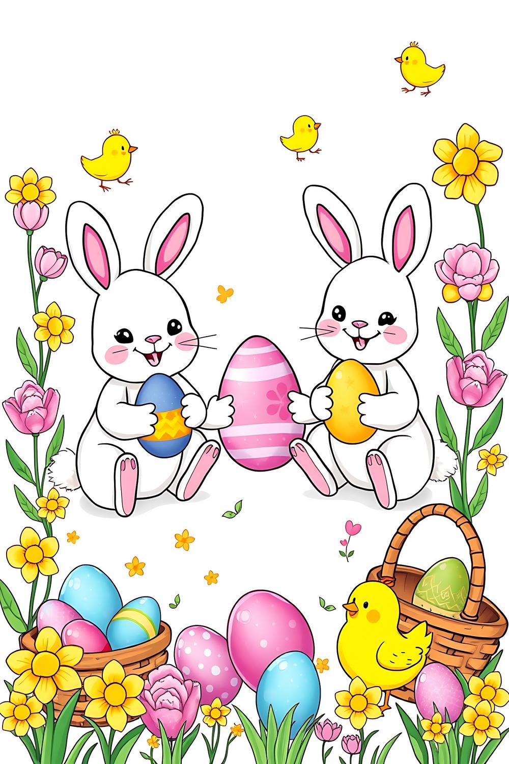 Easter Coloring Book Bundle for Kids featuring bunnies and colorful eggs