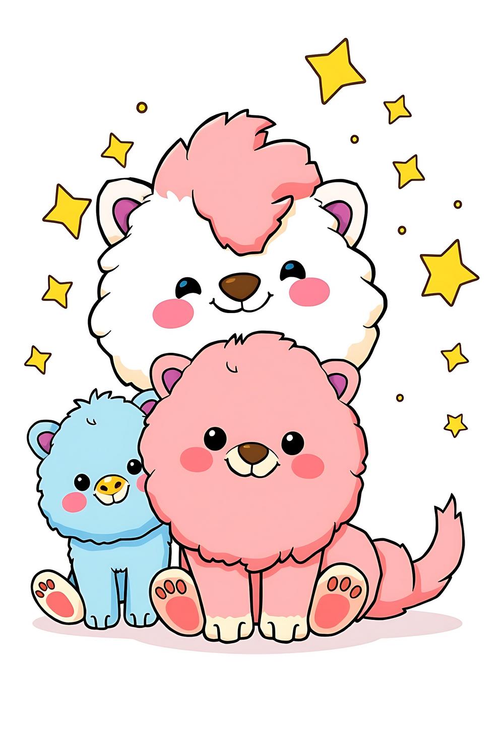 Colorful fluffy animal coloring pages for kids and adults