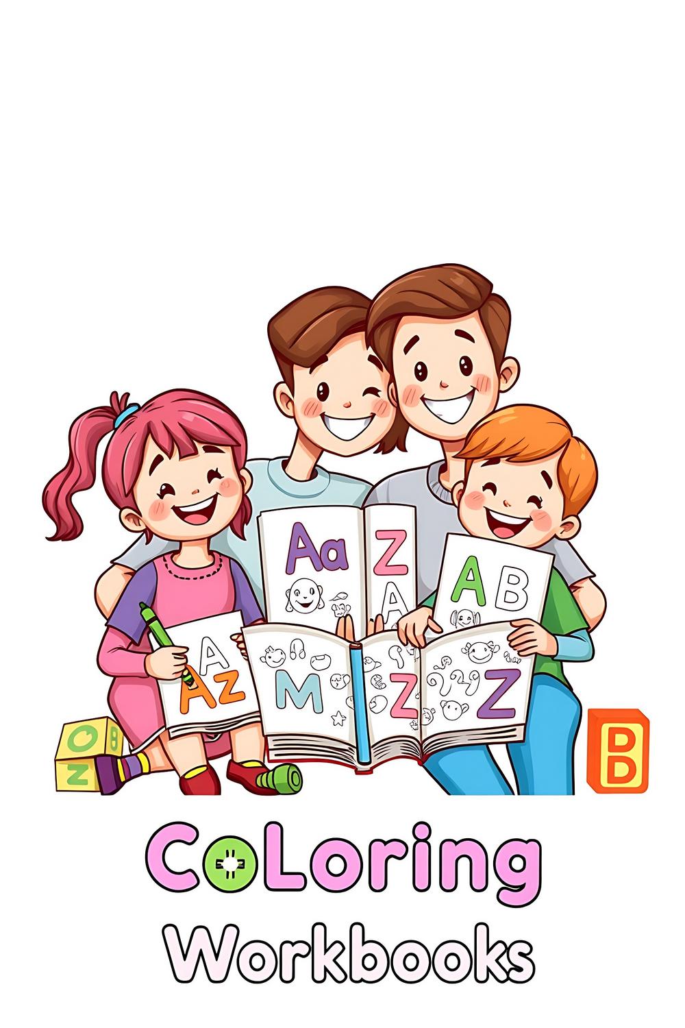 Children engaging in fun learning with A-Z Coloring Workbooks.