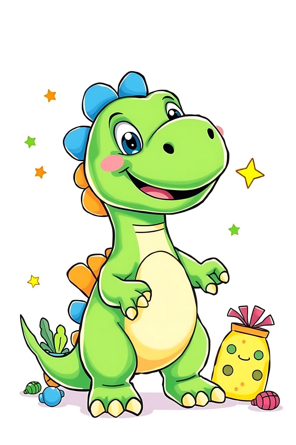 Adorable Dino boy coloring page designed for kids.