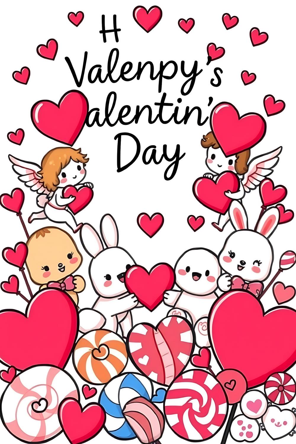 Colorful Valentine's Day coloring pages featuring hearts, Cupids, and cute animals for kids aged 4-8.