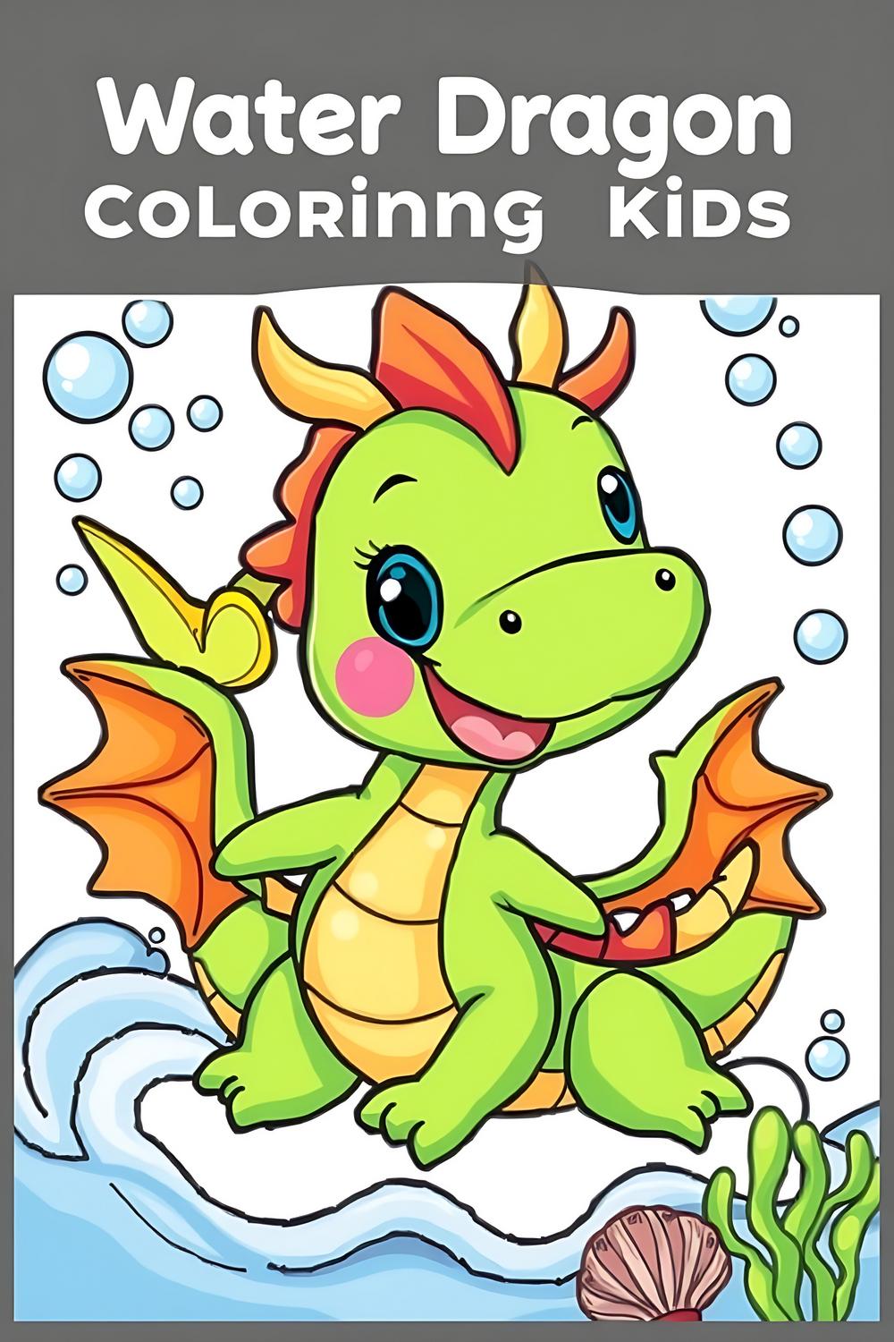 A cute water dragon cartoon illustration for coloring