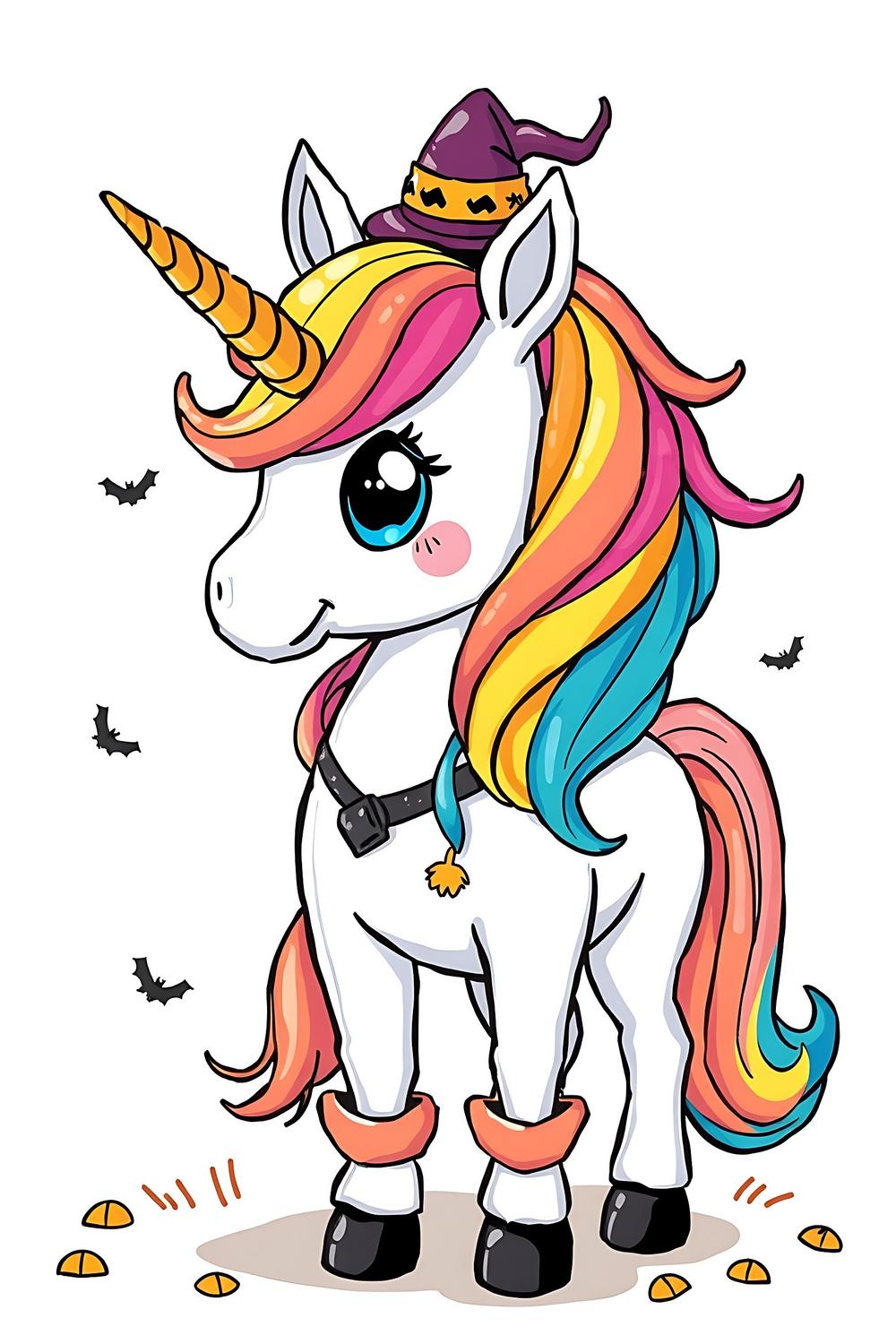 Vibrant Halloween unicorn coloring pages for kids