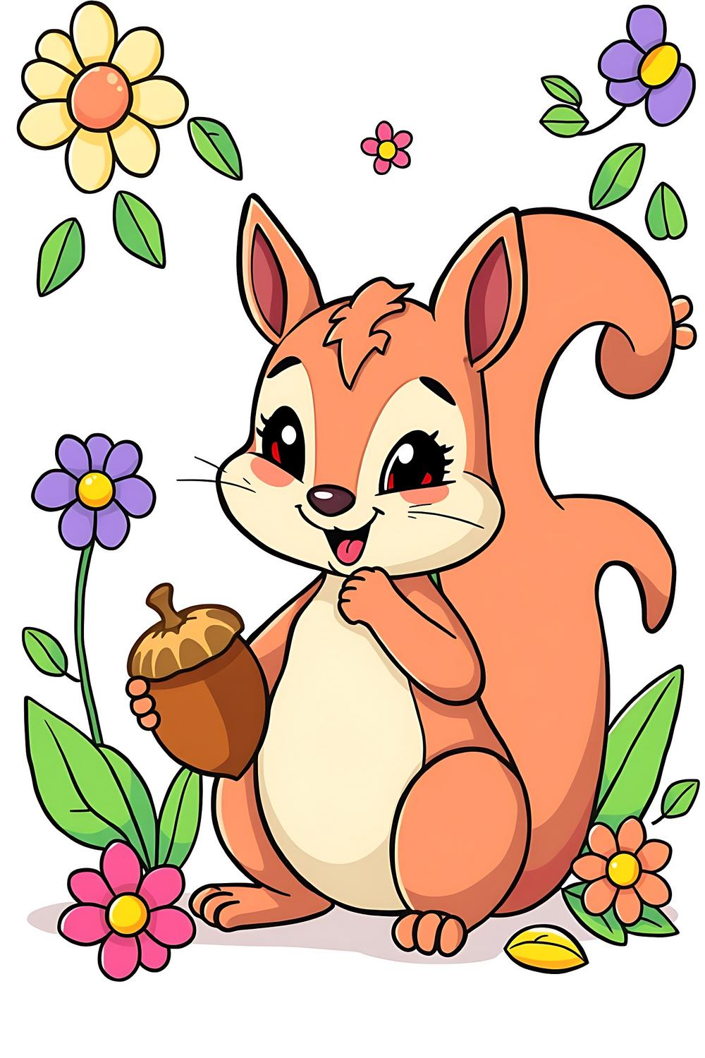 Colorful and playful funny squirrel coloring pages for kids