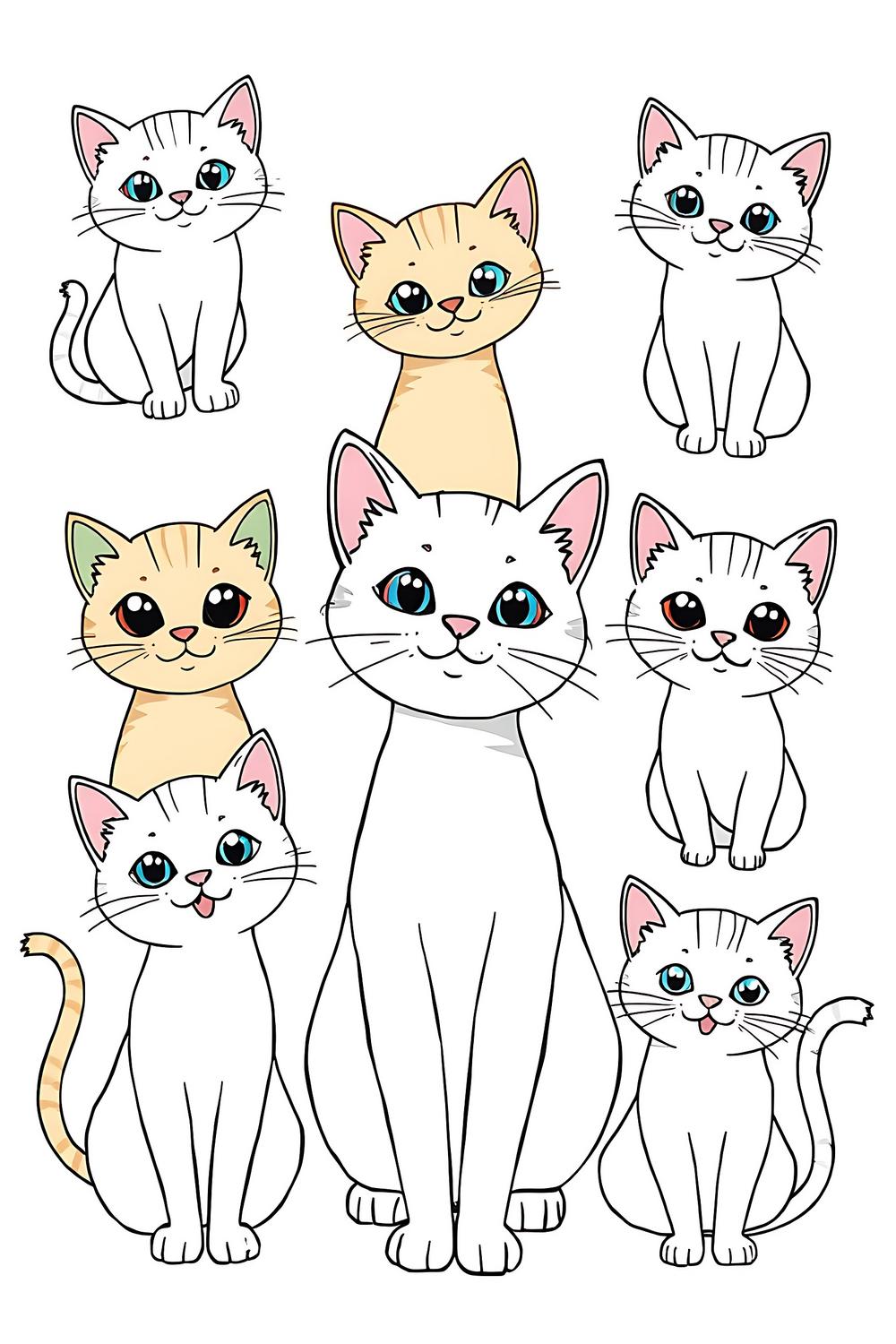 Dibujo de gatos para colorear, 50 ilustraciones adorables.