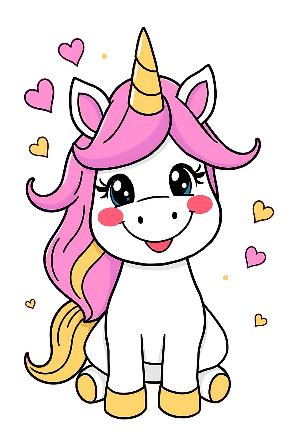 Colorful Jolly Unicorn coloring page for kids, featuring a cheerful unicorn and playful design.