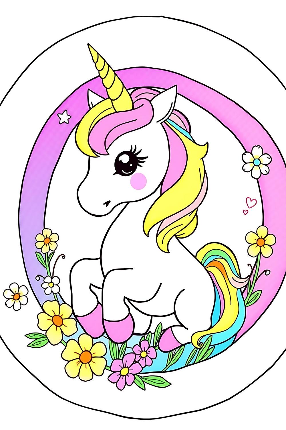 Cute Unicorn inflatable circle coloring page for kids