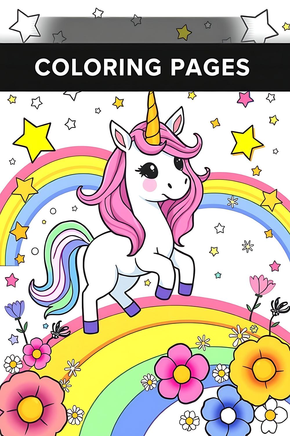 Colorful unicorn coloring pages for kids with friendly designs.